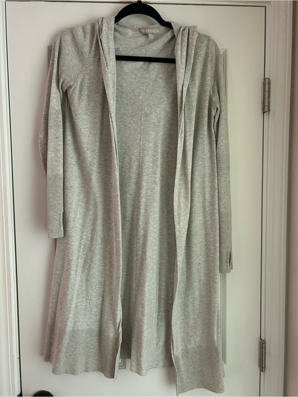Athleta Light Heather Gray Hooded Cardigan